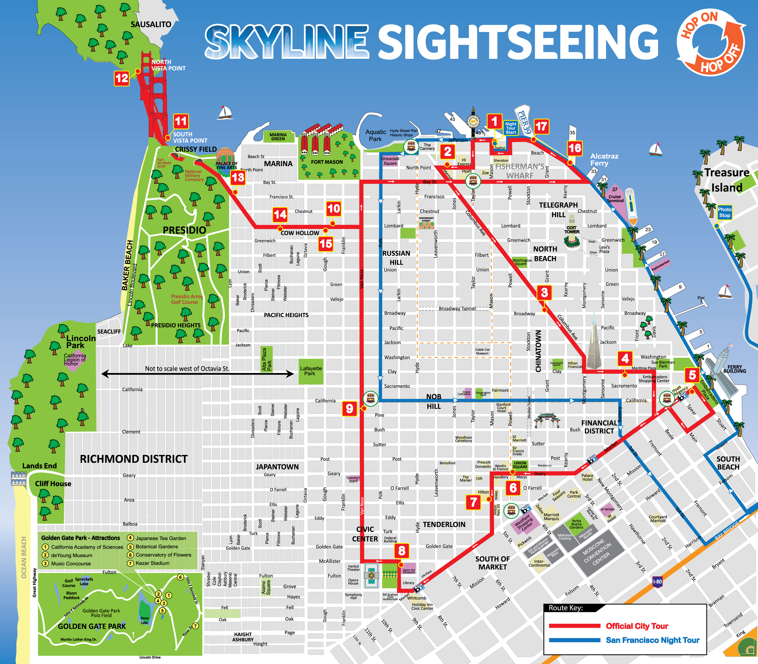 San Francisco Tour Map showing the route and stops