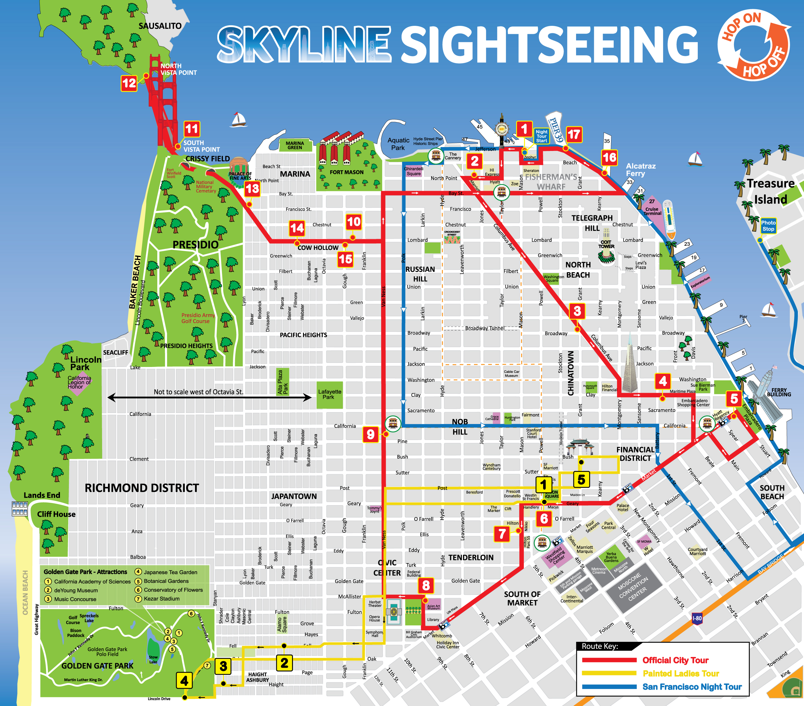 San Francisco Tour Map showing the route and stops