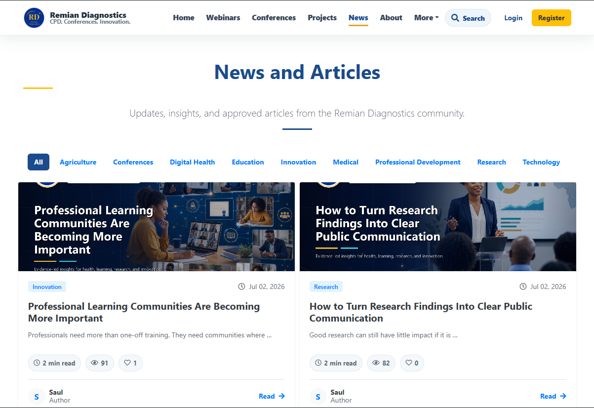 Remian Diagnostics — CPD Webinar, Conference & Content Management Platform