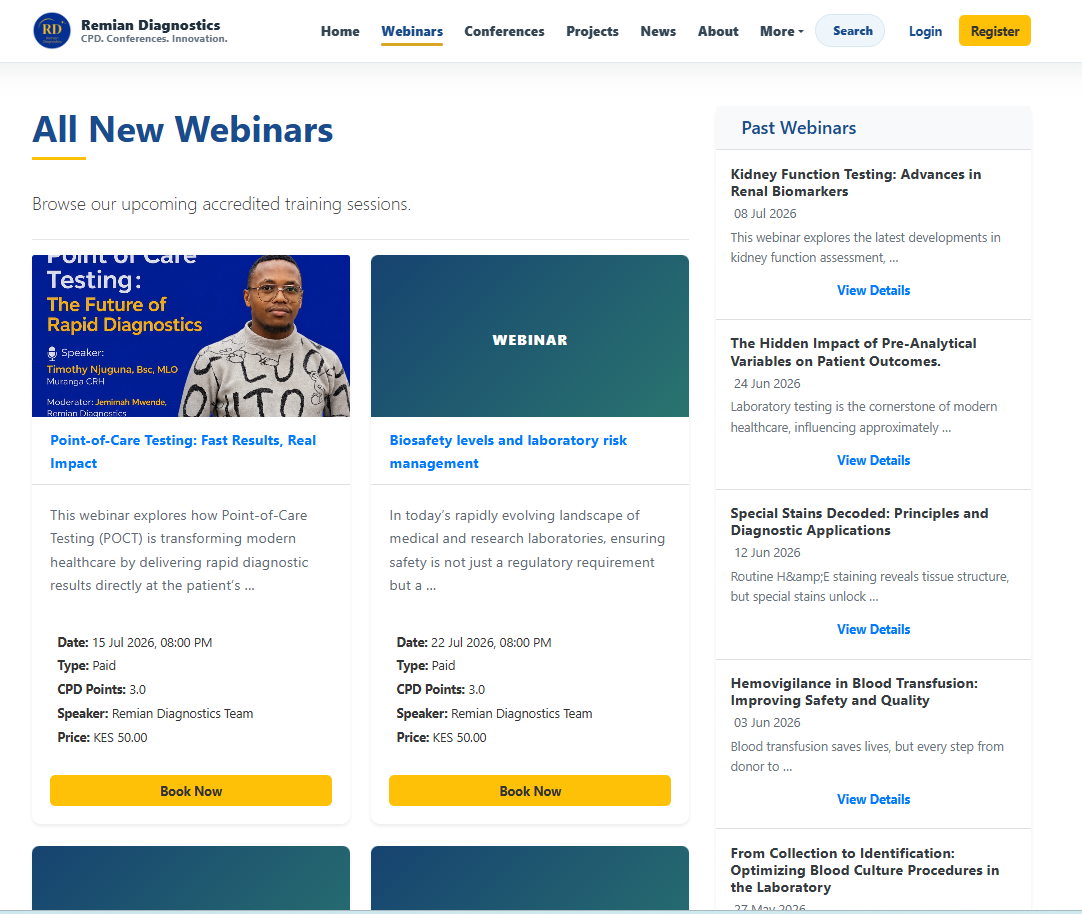 Remian Diagnostics — CPD Webinar, Conference & Content Management Platform