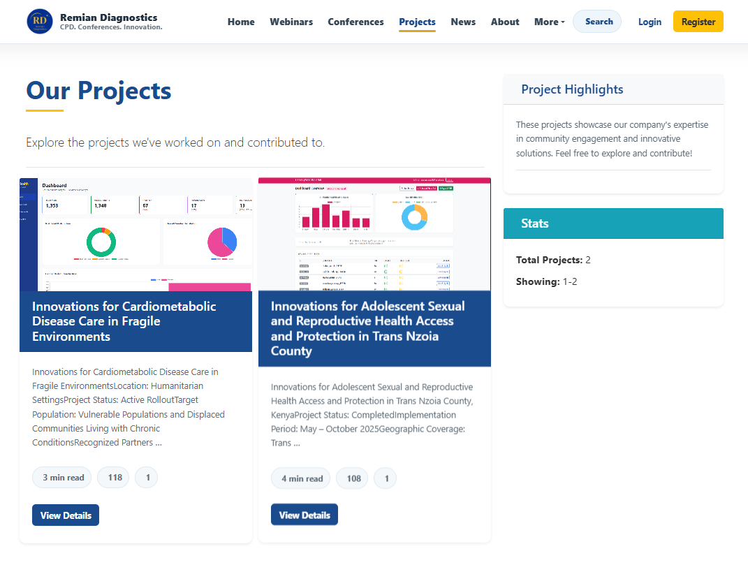 Remian Diagnostics — CPD Webinar, Conference & Content Management Platform