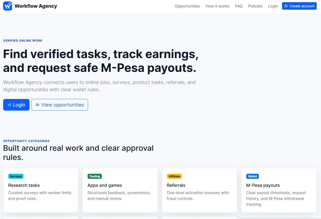 Workflow Agency Online Jobs Platform