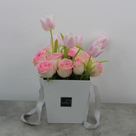 Enchanting Pinkish Floral Basket