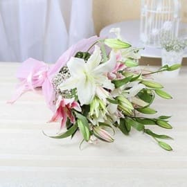 White and Pink Lilies bouquet 