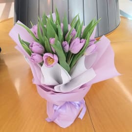 20 Purple Tulips Bouquet