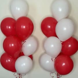 2 Bunch of Red & White Helium Balloons