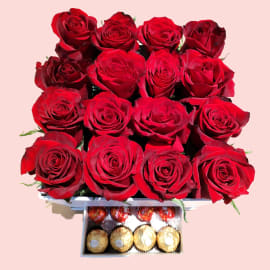 flower box picture in which chocolates are inserted upside angel