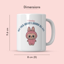 Back view of Labubu ceramic mug with same character