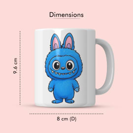 Mug with dimensions: 9.6 cm height, 8 cm diameter.