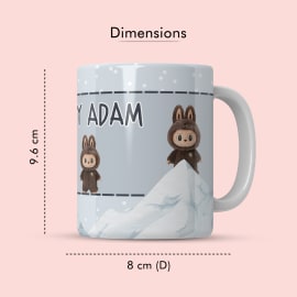 Mug with dimensions: 9.6 cm height, 8 cm diameter.


