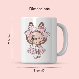 Dimensions of Labubu ceramic mug: 9.6 cm height and 8 cm diameter