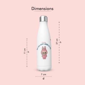  A white stainless steel water bottle with a silver cap and a 