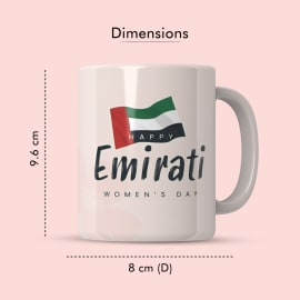 A white ceramic mug with 