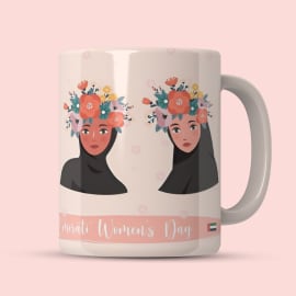 A front and back view of the ceramic mug, showing both the 