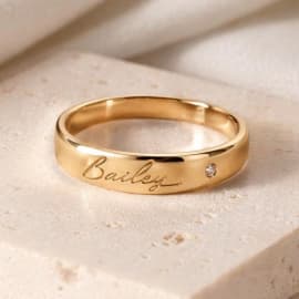 Personalized Gold Name Ring with Diamond Accent