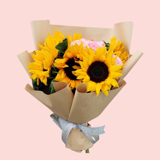 Sunflower & Pink Rose Bouquet
