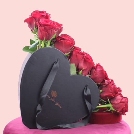 Beloved Red Roses Heart Box