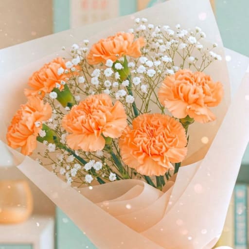 Peach Chrysanthemums caranations