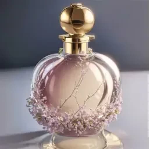 Elegant Floral Glass Perfume Bottle with Gold Cap