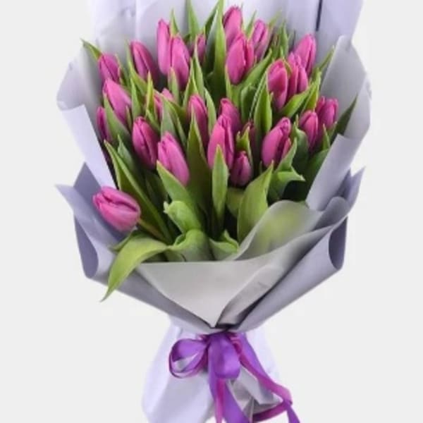 20 Purple Tulips Bouquet