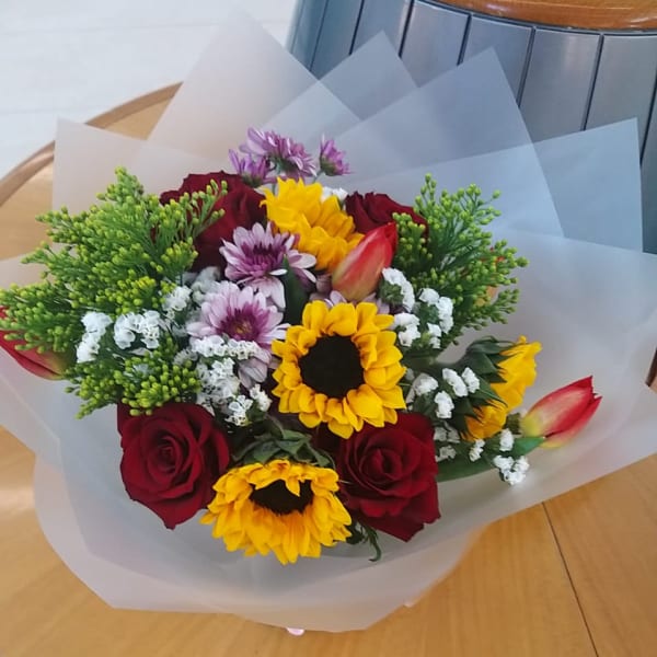 Purple Chrysanthemums in the mix bouquet