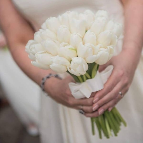 Elegant white tulip boutonniere