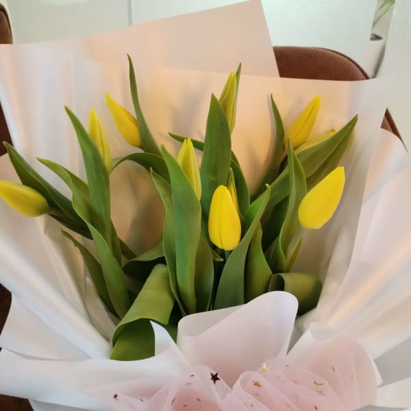 Fresh Yellow Tulips Arrangement