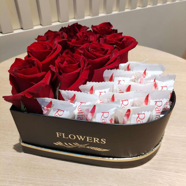 Raffaello chocolates in heart-shaped box