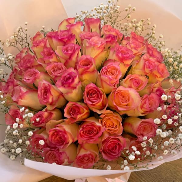 Pink Rose Bouquet with Baby's Breath