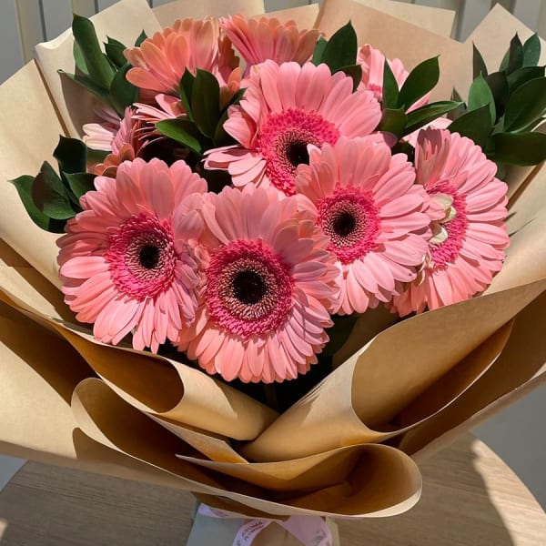 Close-up of Pink Gerbera Flower in Bouquet