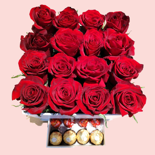 flower box picture in which chocolates are inserted upside angel