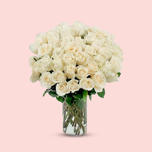 White roses in a glass jar