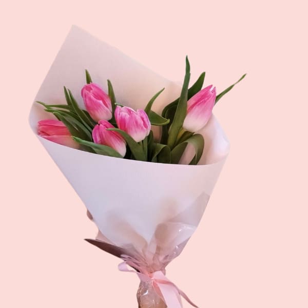 5 Pink Tulips Bouquet