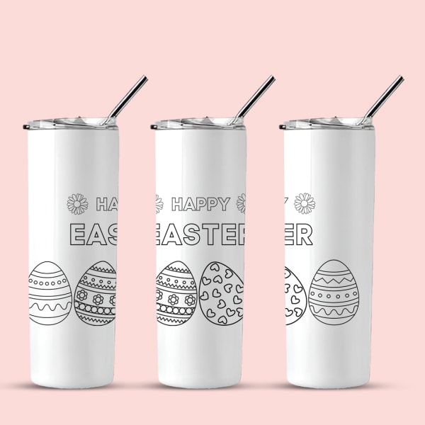 Happy Easter tumbler with train and carrot design