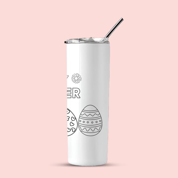 Happy Easter tumbler featuring bunny and cart