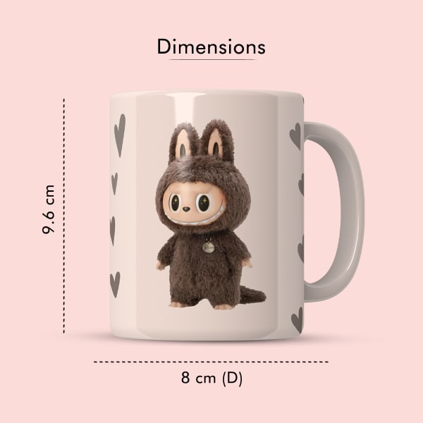 Size dimensions of ceramic bunny mug – 9.6 cm height, 8 cm diameter