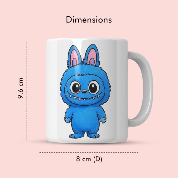 Mug with dimensions: 9.6 cm height, 8 cm diameter.