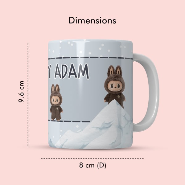 Mug with dimensions: 9.6 cm height, 8 cm diameter.

