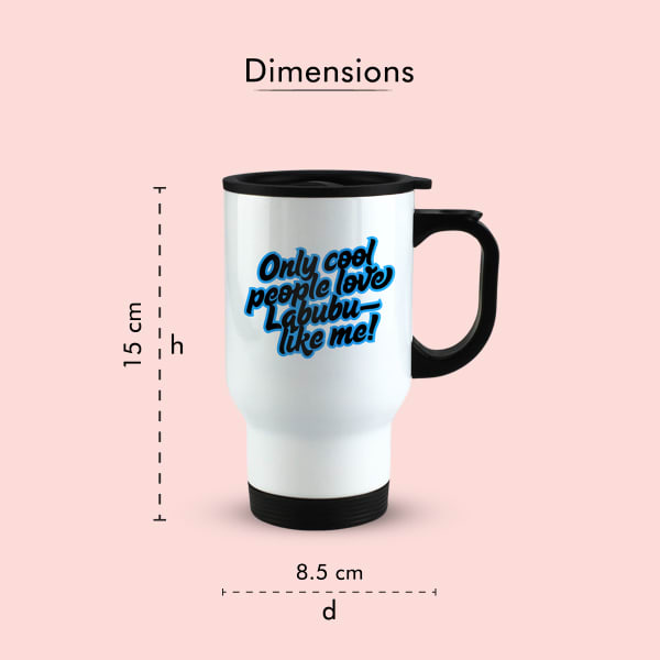 Dimensions of Labubu mug (15cm height, 8.5cm diameter)