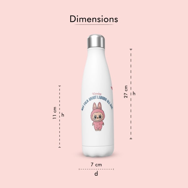  A white stainless steel water bottle with a silver cap and a 