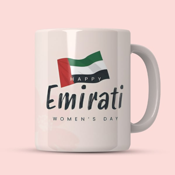 A two-sided view of the white ceramic mug, showing the 