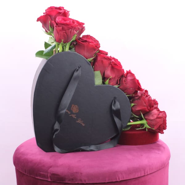 Red Roses in heart shape box