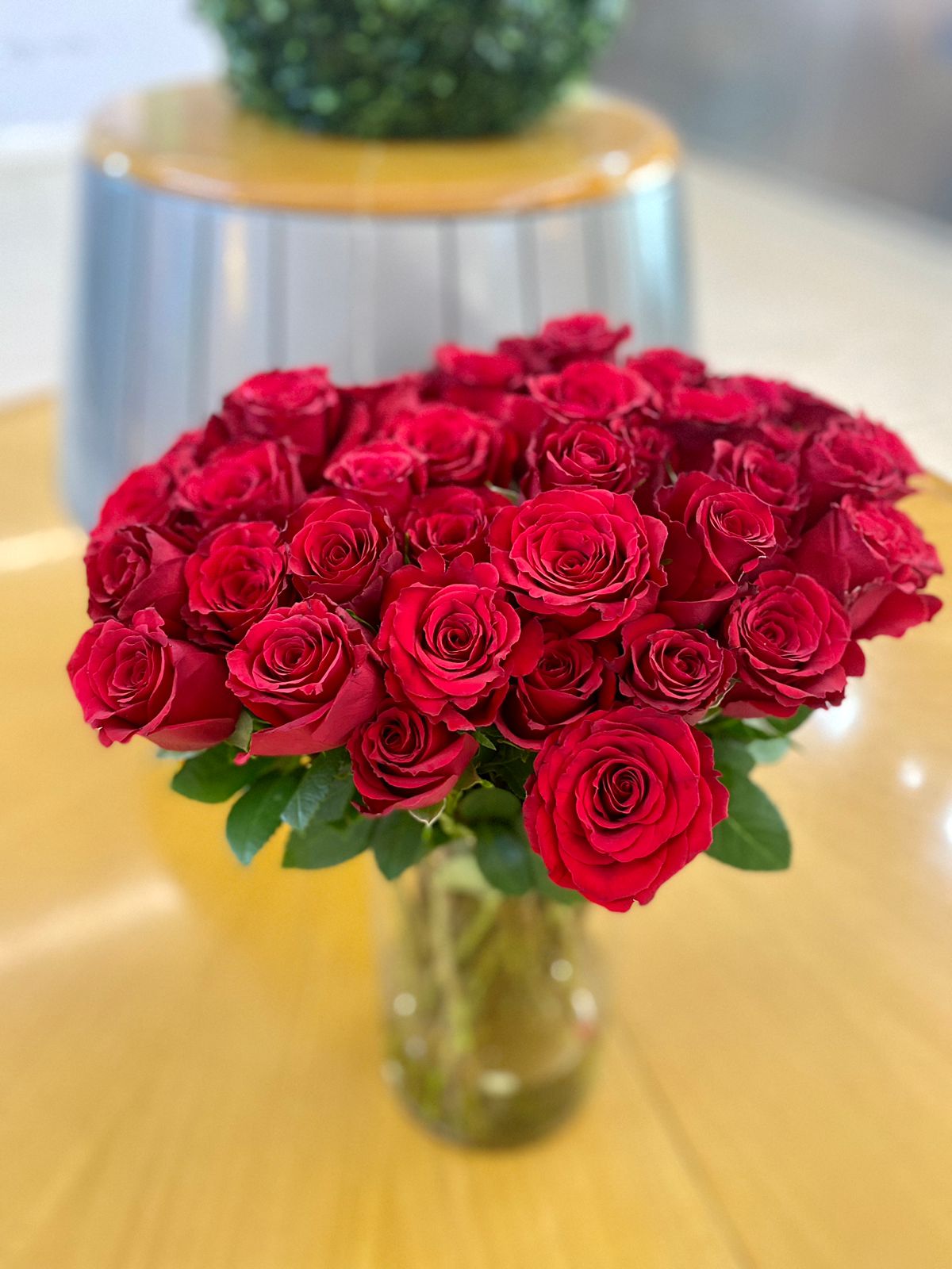 50 Red Roses in Vase For Valentine s Day Flower Shop Abu Dhabi