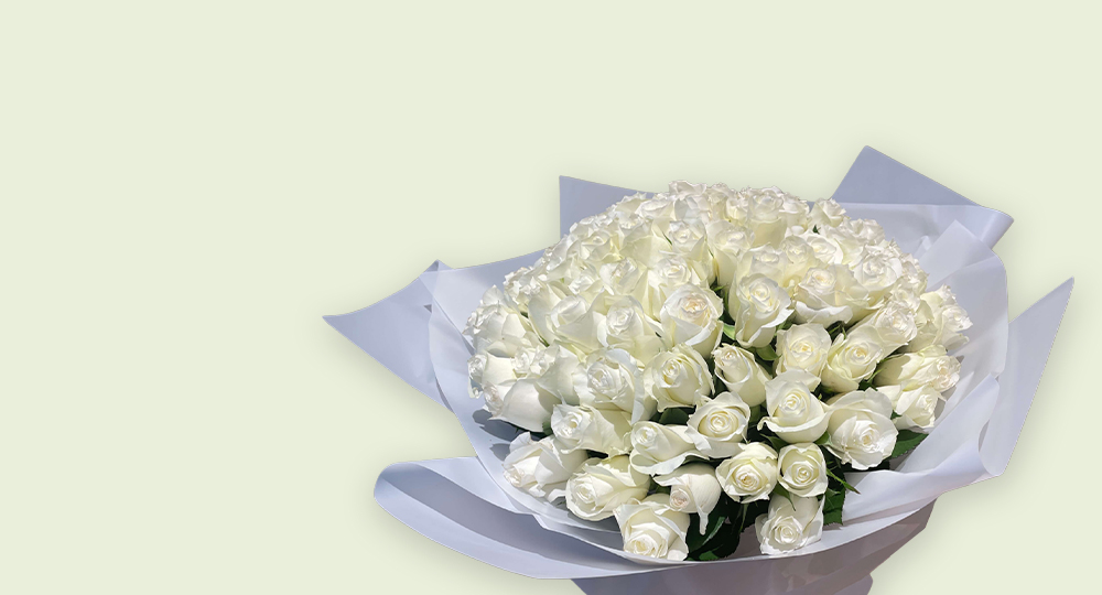 100 White Roses Bouquet