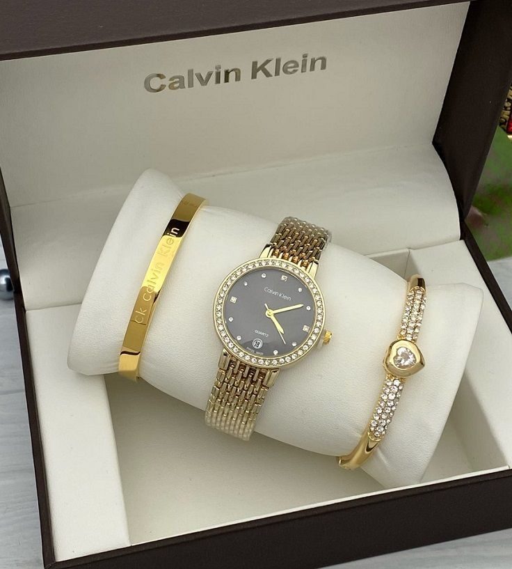 Calvin Klein Elegant Gold Watch & Bracelet Set
