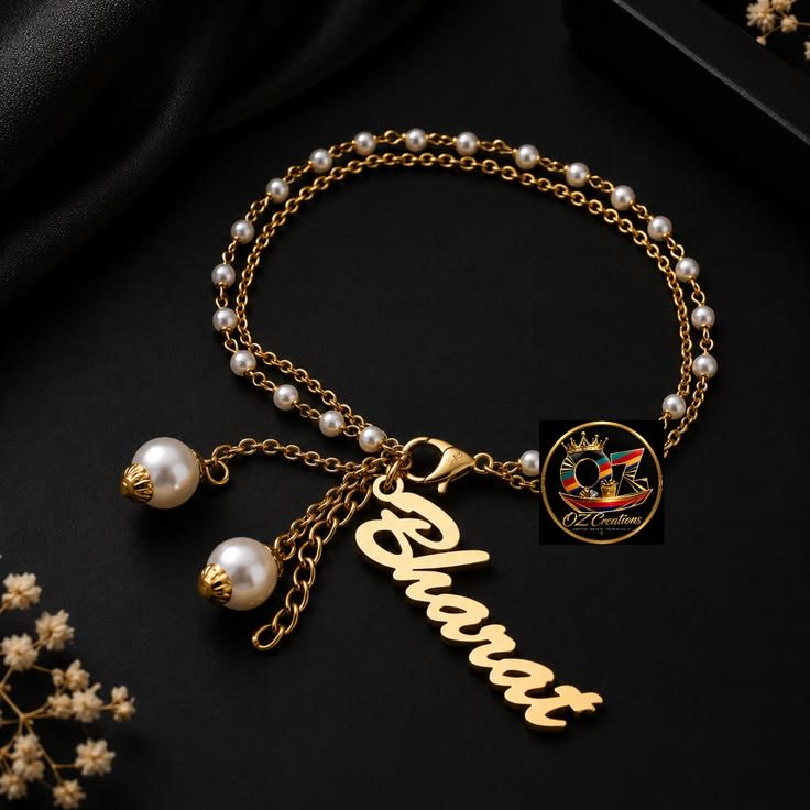 Elegant Personalized Name Bracelet with Pearls
