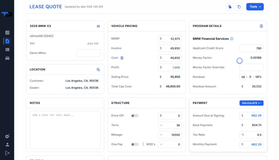 Recalculating a quote and comparing lenders