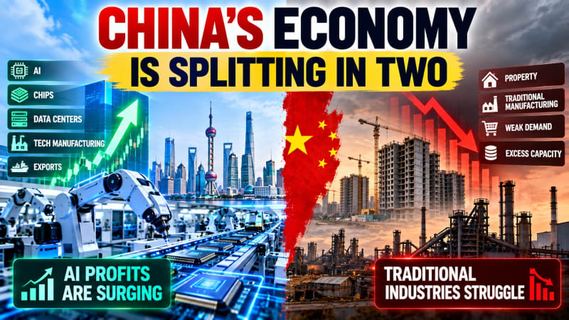 China’s Economy Is Splitting in Two: AI Booms as Traditional Industries Struggle