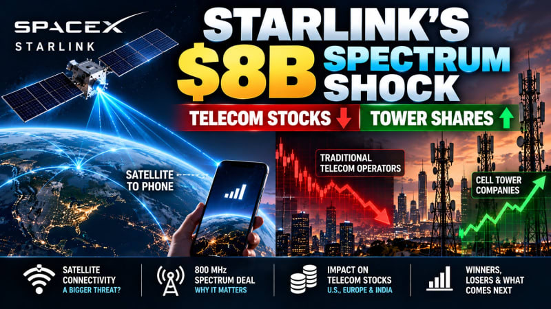 Starlink $8B Spectrum Deal: Telecom Stocks Fall, Towers Rise