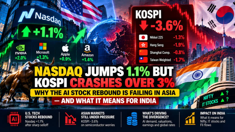 Nasdaq Rises 1.1%, KOSPI Falls 3.6%: AI Stocks and India Impact